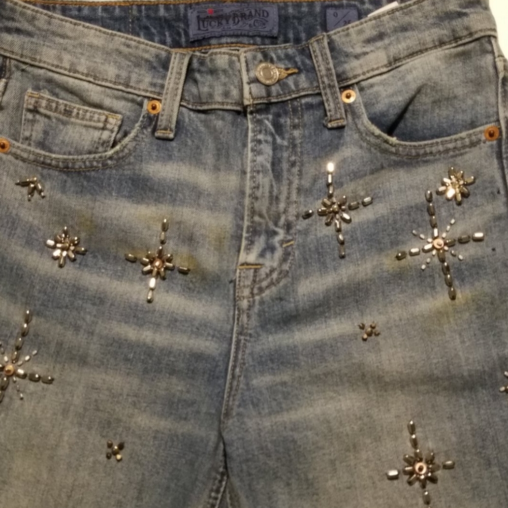 NWT Lucky Brand Jean's Sz 0-25 acid washed crystal